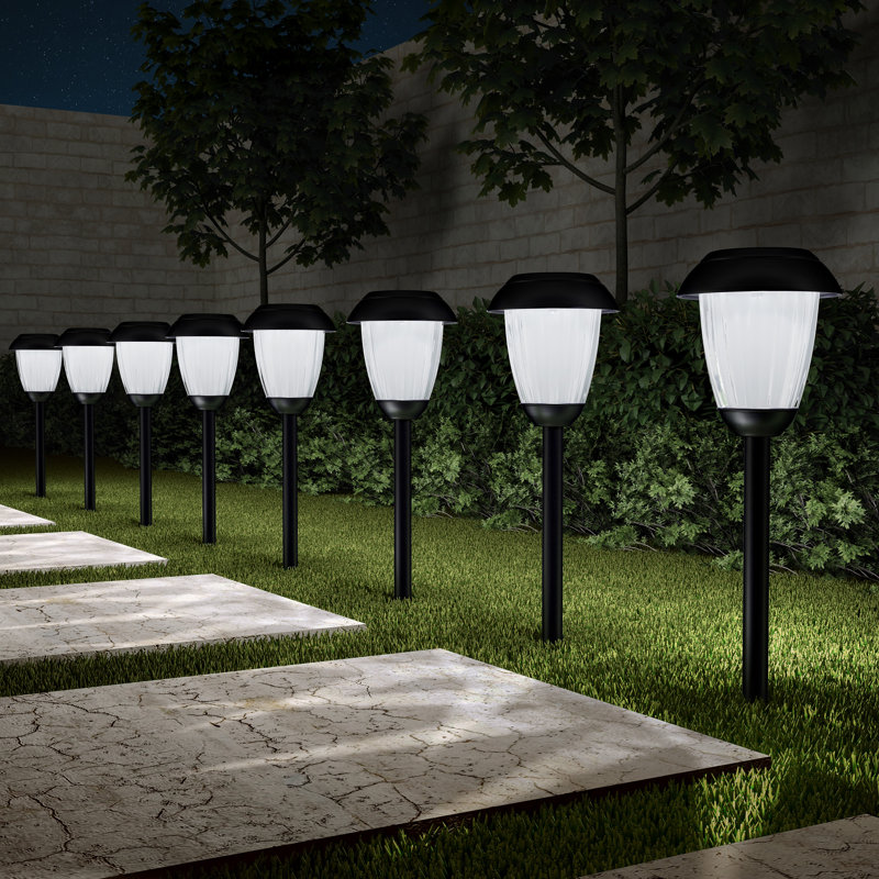Pure Garden 8 Solar Outdoor Lights - 16-Inch-Tall Stainless-Steel Stake Lights for Gardens, Walkways, Driveways, Landscapes, and Patios by Pure Garden &amp;amp; Reviews | Wayfair