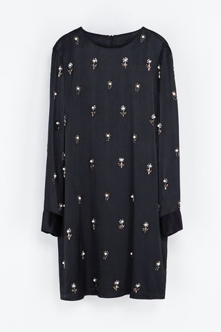 Zara Embroidered Satin Dress, £79.99