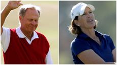 Side-by-side images of Jack Nicklaus and Juli Inkster