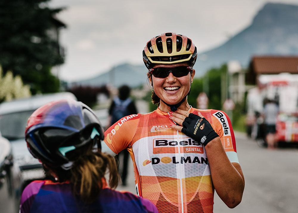 Chantal Blaak (Boels Dolmans) all smiles after her stage 3 victory