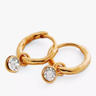 Monica Vinader Siren Muse Diamond Mini Huggie Hoop Earrings, Gold