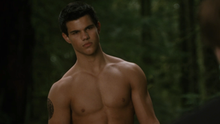 Taylor Lautner shirtless as Jacob in New Moon