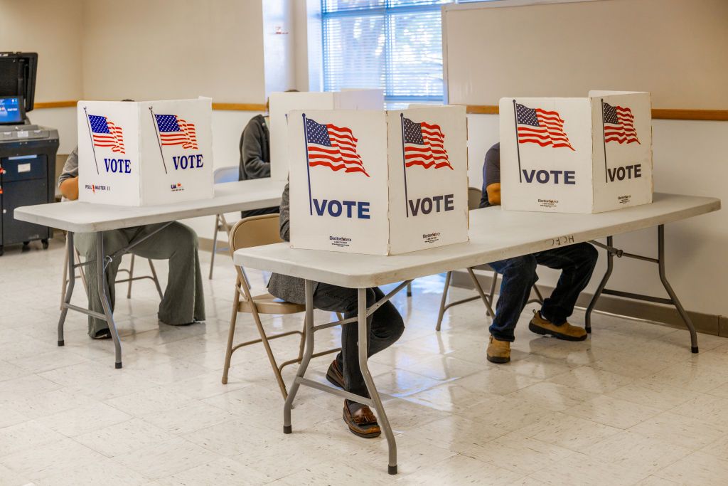 Voters fill out their ballots on November 07, 2023 in Jackson, Mississippi. 