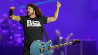 Foo Fighters frontman Dave Grohl performing onstage