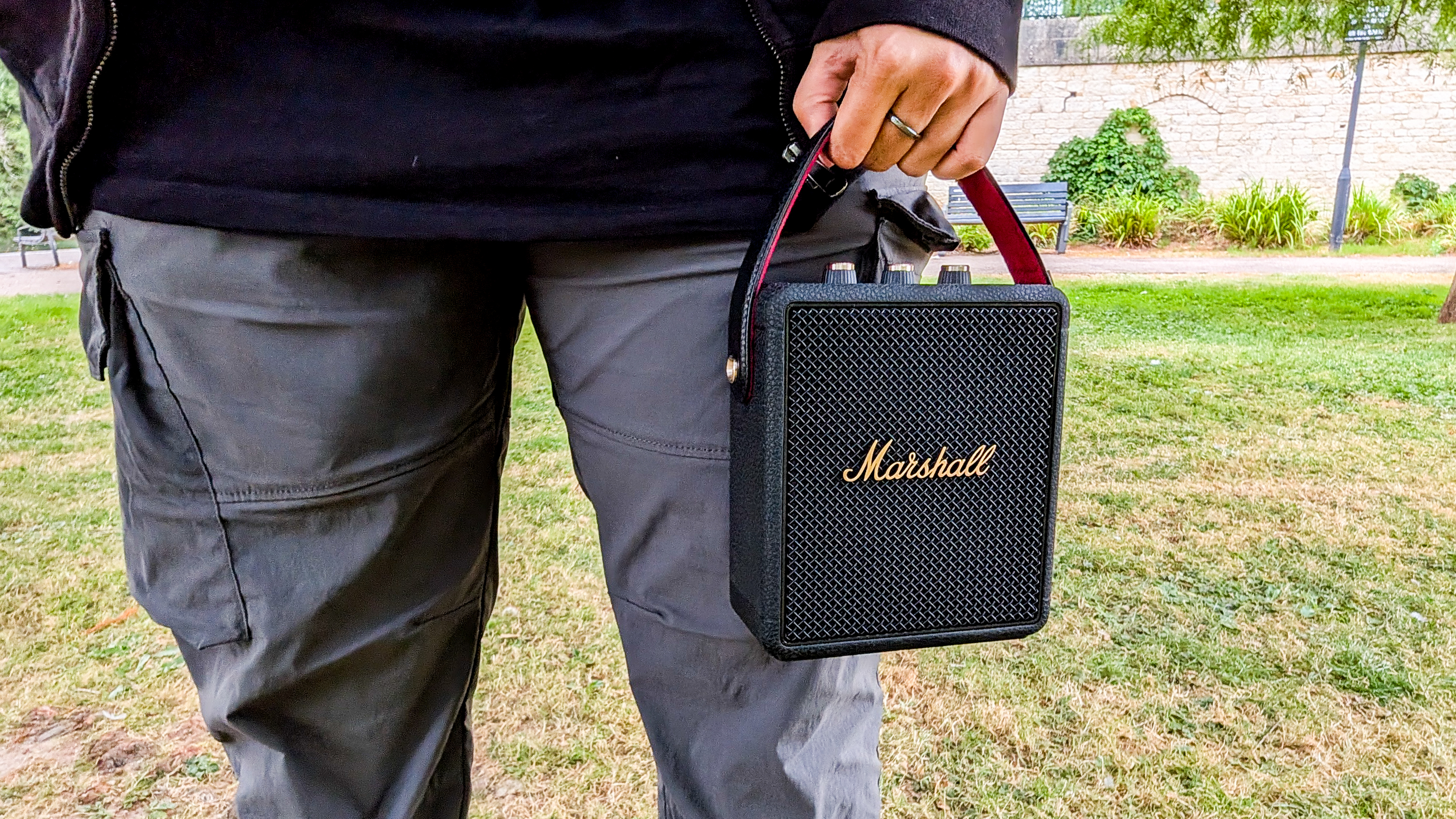 Marshall Stockwell III Bluetooth portable speaker in black and brass