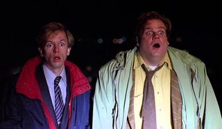 Tommy Boy David Spade and Chris Farley look on in shock