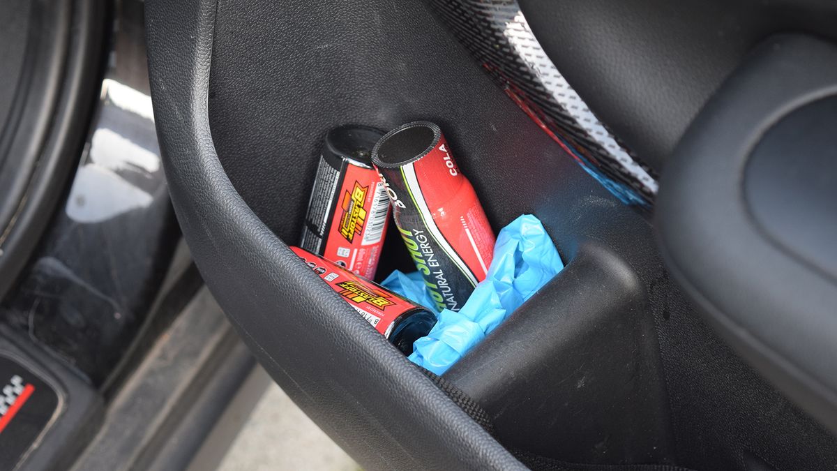 Energy drinks on hand to pass out the team car to riders