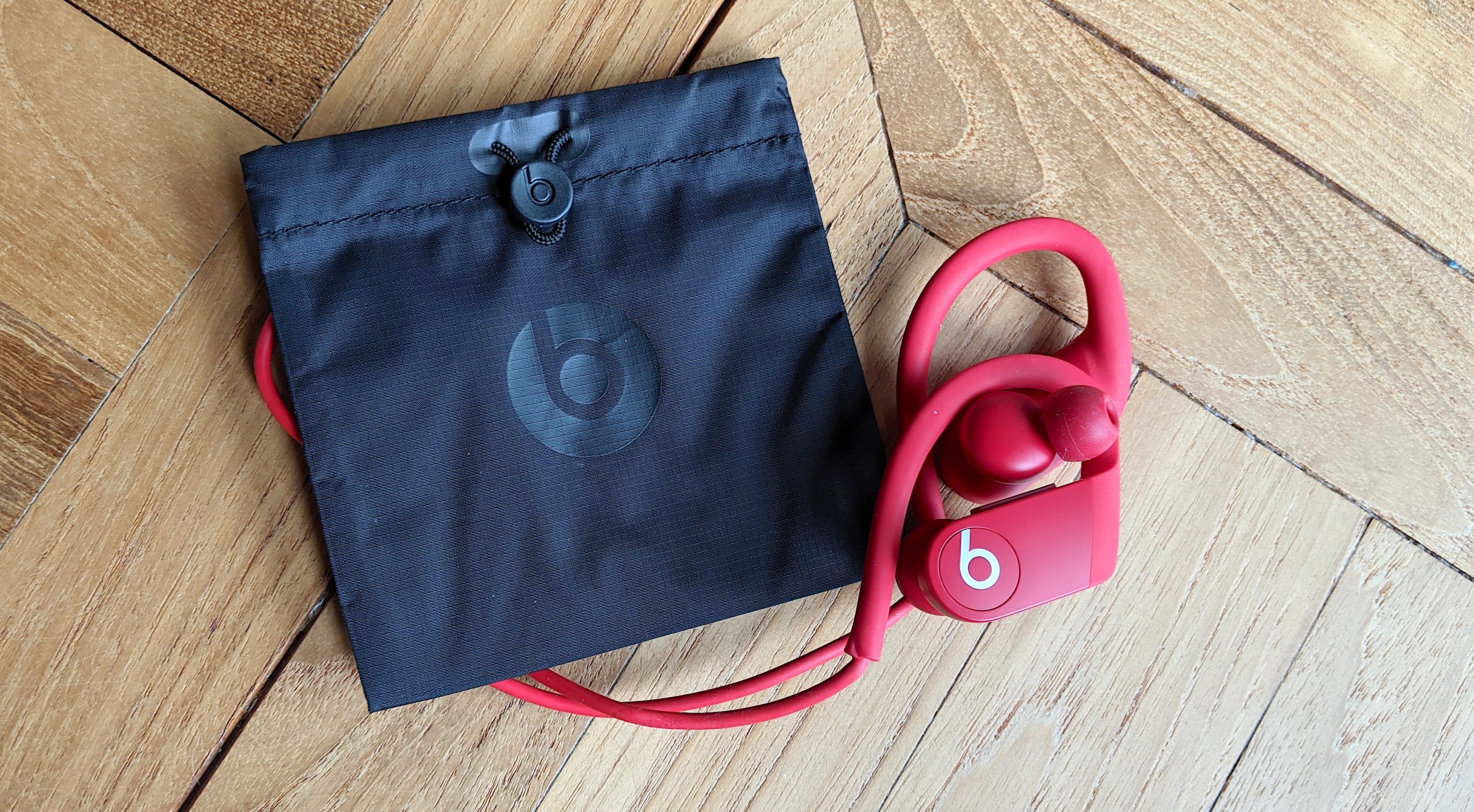 The Beats Powerbeats 4 and carrying pouch