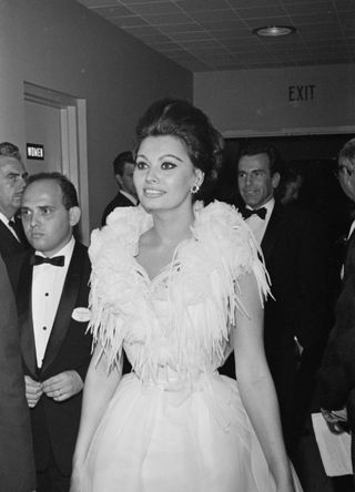 Sophia Loren backstage at the 35th Academy Awards in Los Angeles, California