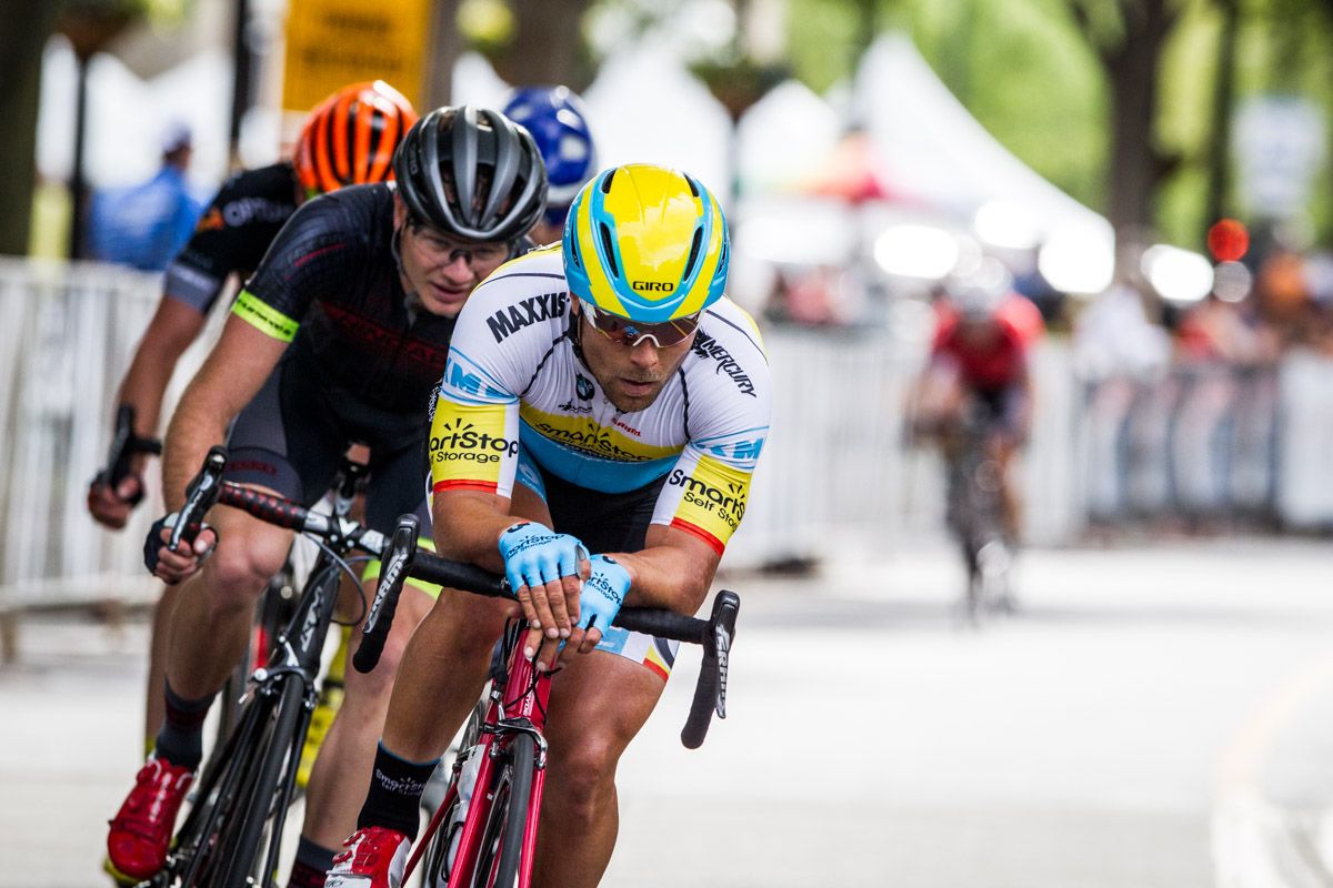 Eric Marcotte (SmartStop) pulls through on the front of the break.