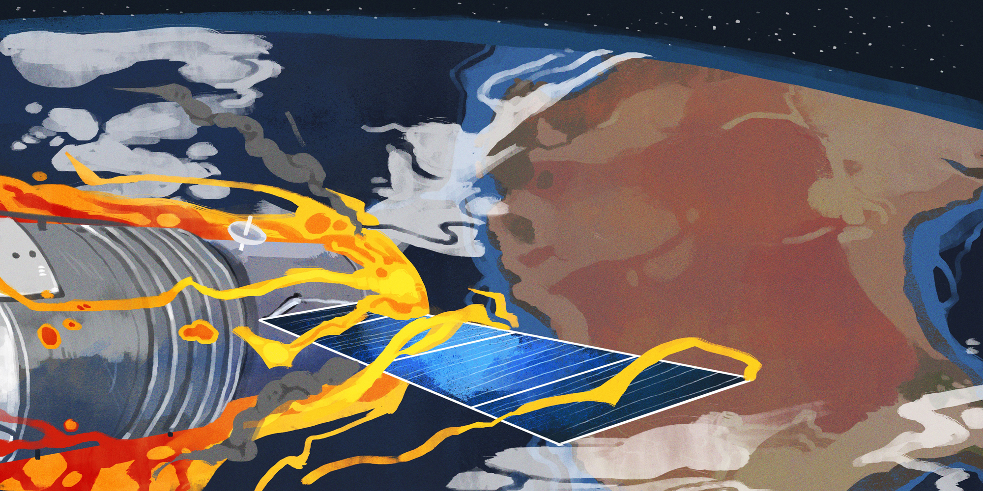 China's Tiangong-1 space lab re-entry art