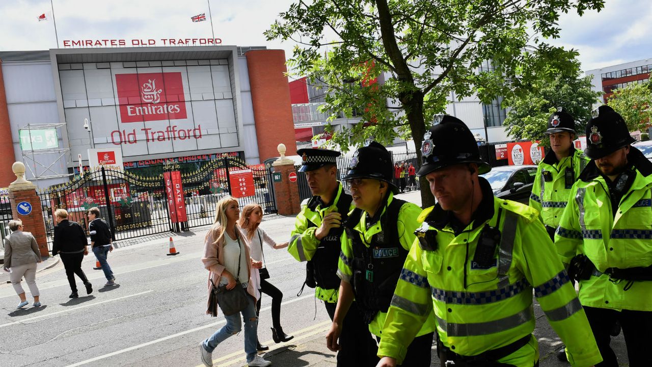 Police officers outside Manchester Arena ahead of Ariana Grande benefit concert