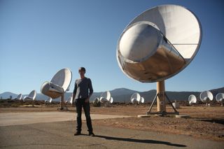 Professor Brian Cox at the Allen Array, Hat Creek radio observatory, California, USA.