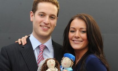 Prince William and Kate Middleton lookalikes (pictured) are being hired for events such as the London Toy Fair, where they help sell knitted royal dolls.