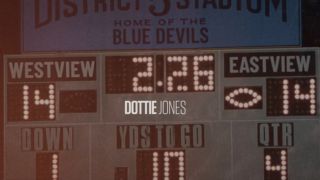 Screenshot of Westview Blue Devils football team scoreboard with Dottie Jones credit in Agatha All Along