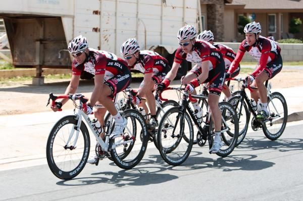 Fly V Australia riders stayed together at the front all day.
