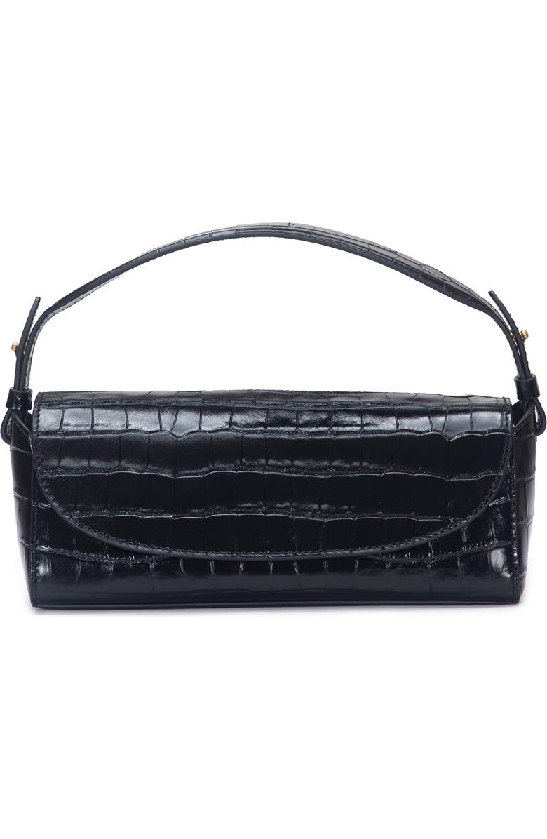 Mini Sabrina Croc Embossed Leather Top Handle Bag