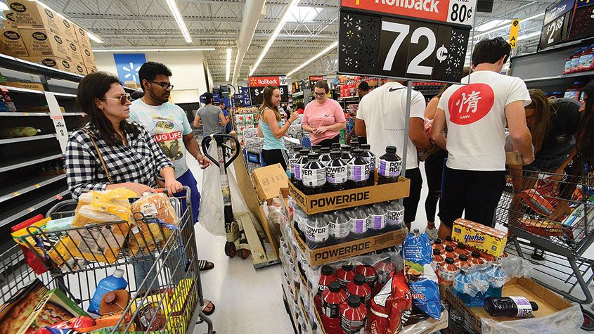 People in an American supermarket 