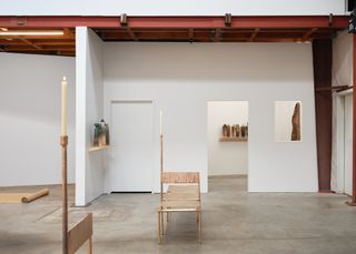 copper furniture by Nifemi Marcus-Bello installed at Marta gallery in LA