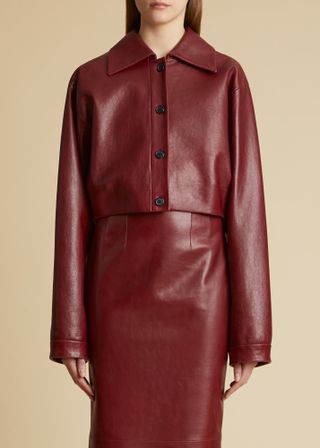 Khaite Sue Jacket in Oxblood Leather