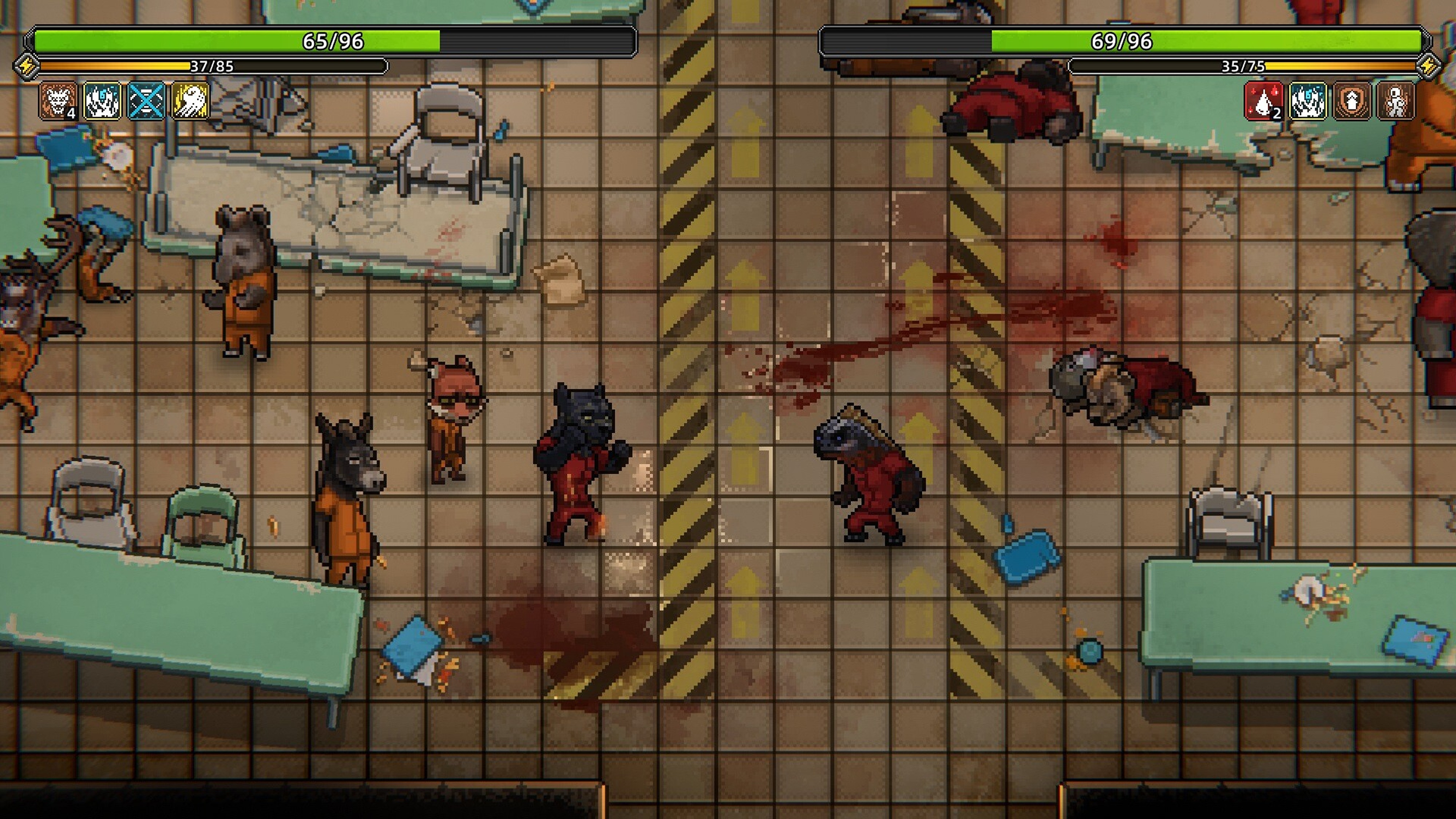 In-game screenshot of a prison riot in Back to the Dawn