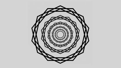 The new "scintillating starburst" illusion, bright rays emenate from the centre of the design through concentric wreaths of star-polygons.