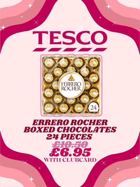 Ferrero Rochers with the price both with and without a Tesco Clubcard.