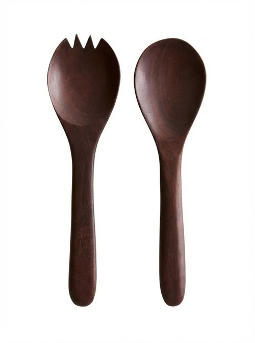 Mango Wood Salad Servers - Dark Brown