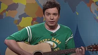 Jimmy Fallon playing the guitar on Weekend Update