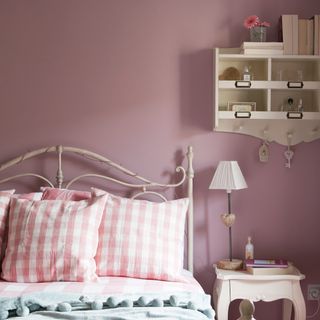 bedroom with pink wall