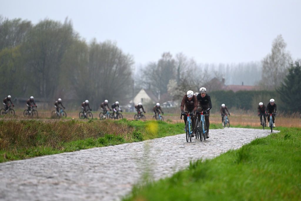 ROUBAIX FRANCE APRIL 06 Greg Van Avermaet of Belgium and Ag2R Citron Team during the ParisRoubaix 2023 Training Day 1 UCIWT on April 06 2023 in Roubaix France Photo by Luc ClaessenGetty Images