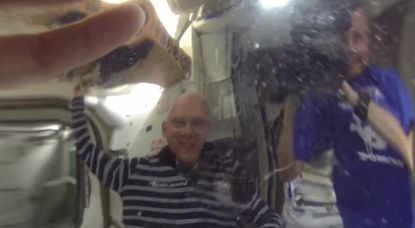 This is what the International Space Station looks like from inside a water glob