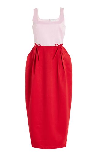 Exclusive Bow-Detailed Satin Midi Dress