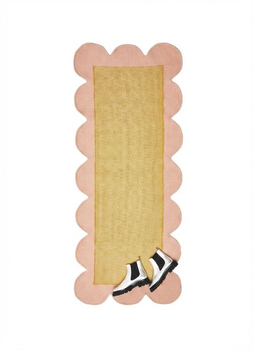 Cecily Handwoven Scalloped Mustard Runner Rug 