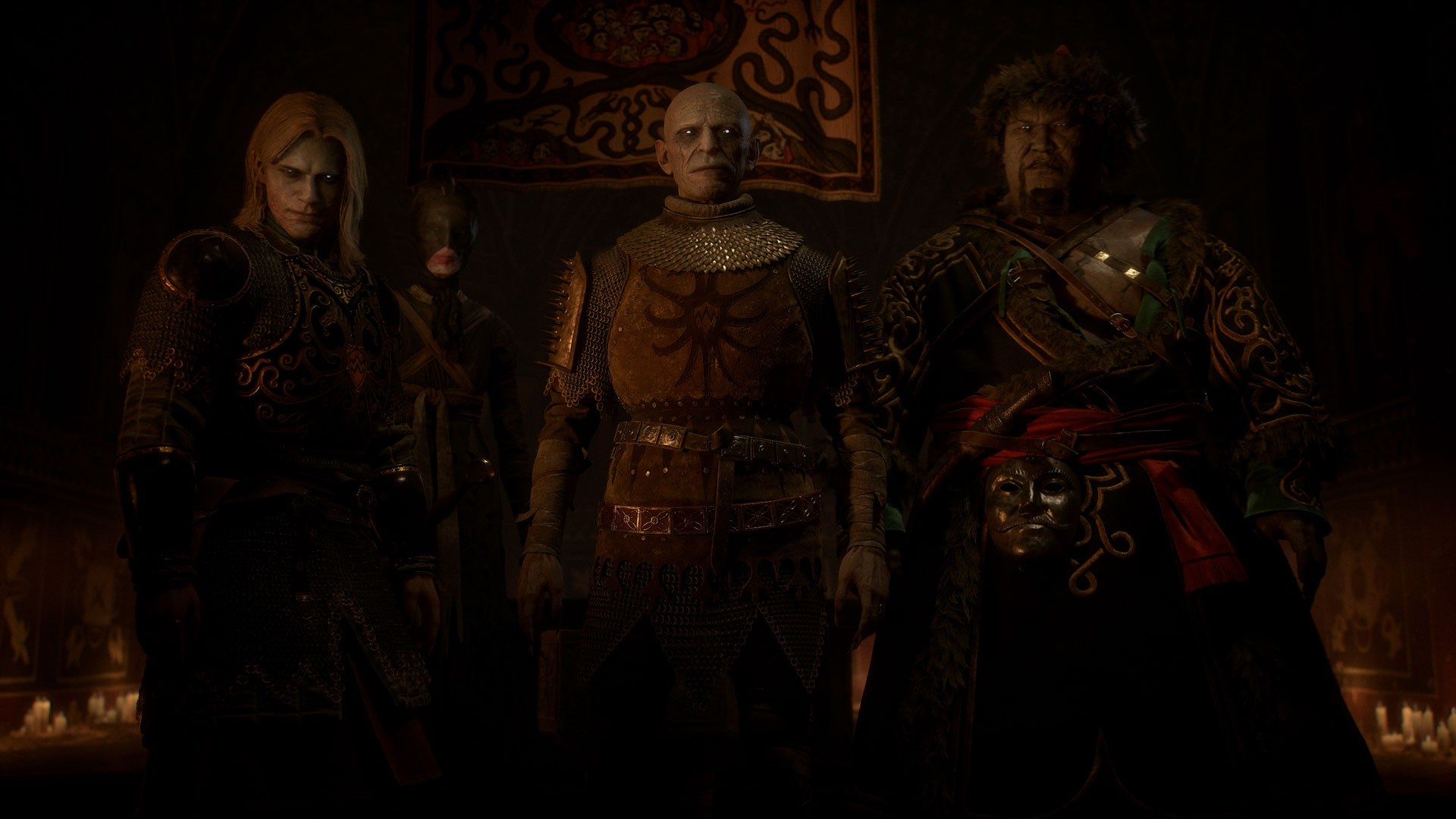 The Blood of Dawnwalker screenshot showing four vampire lords