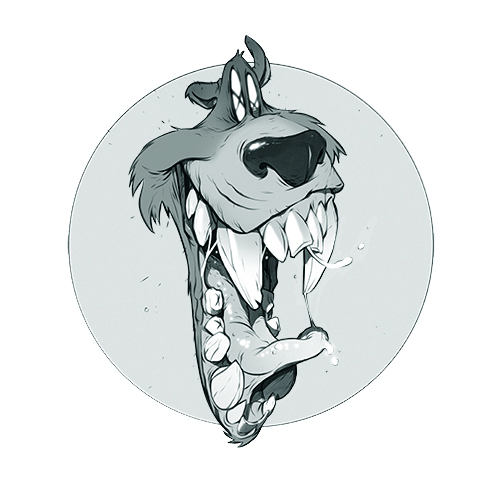 A character art sketch in black and white