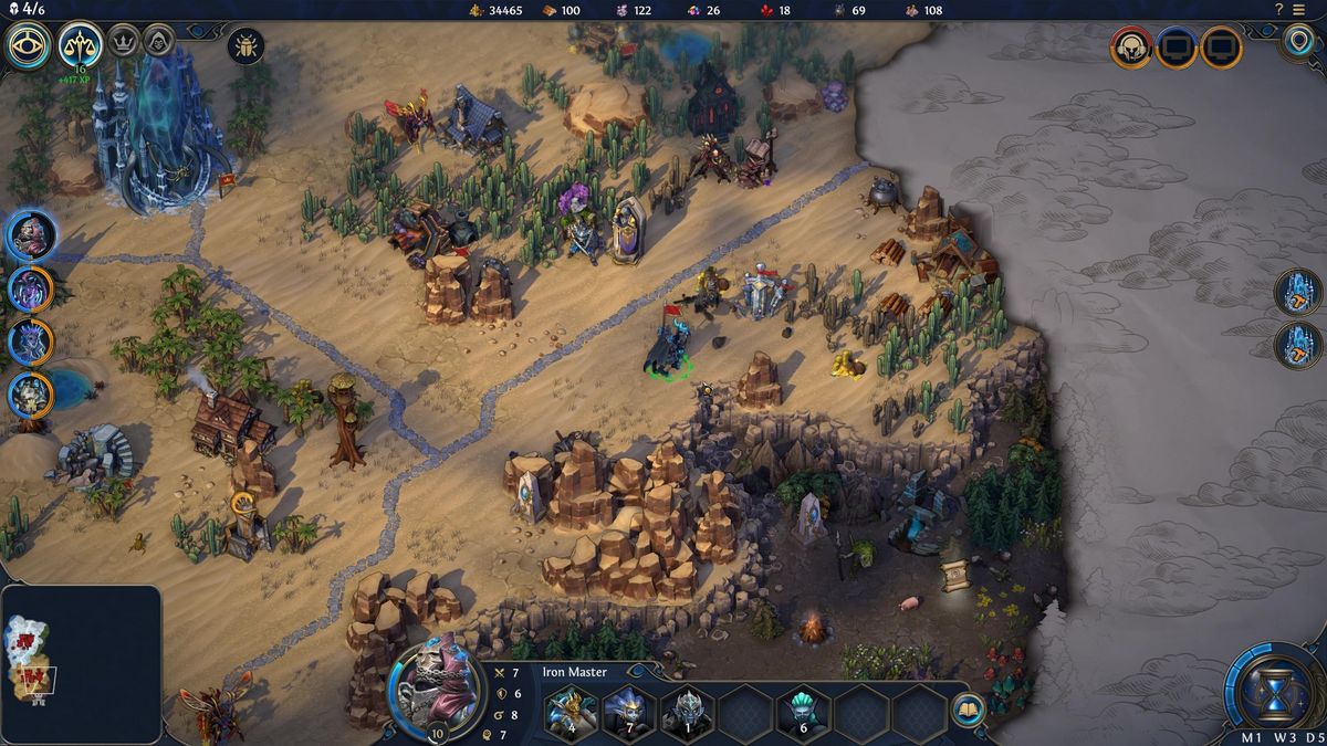 Exploring the Clover map in the sand area in Heroes of Might and Magic: Olden Era's Steam demo