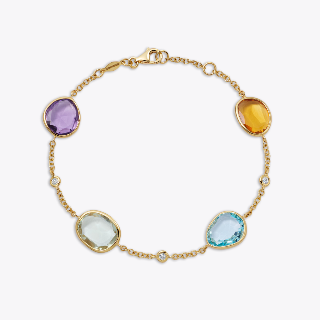 Amethyst, Green Amethyst, Blue Topaz and Citrine Bracelet