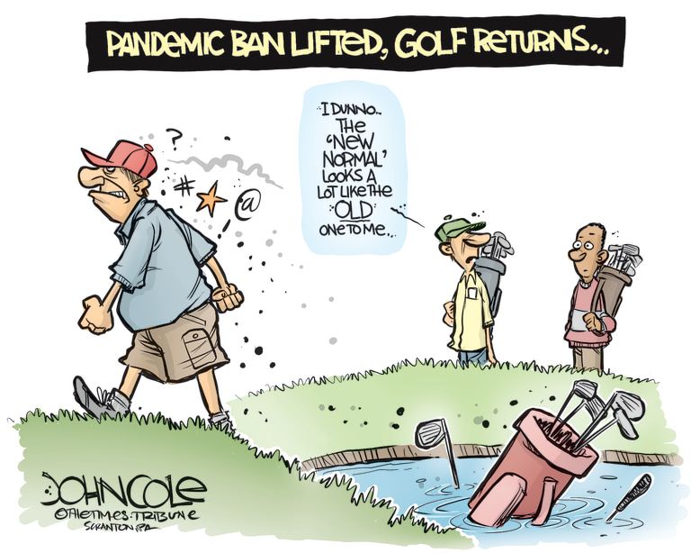 Editorial Cartoon U.S. coronavirus social distancing golf