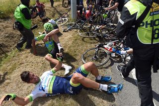 Michael Matthews after a crash on stage three of the 2015 Tour de France (Watson)