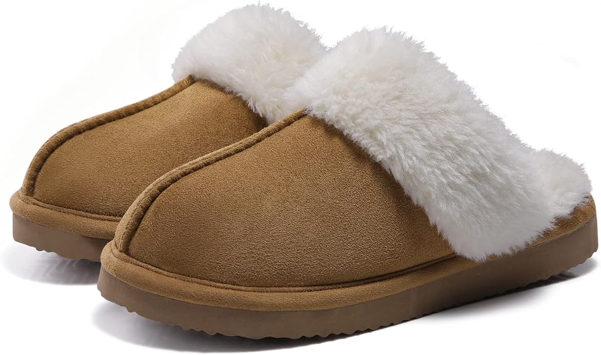 Litfun, Litfun Women&#039;s Fuzzy Memory Foam Slippers Fluffy Winter House Shoes Indoor and Outdoor, Chestnut 9-10
