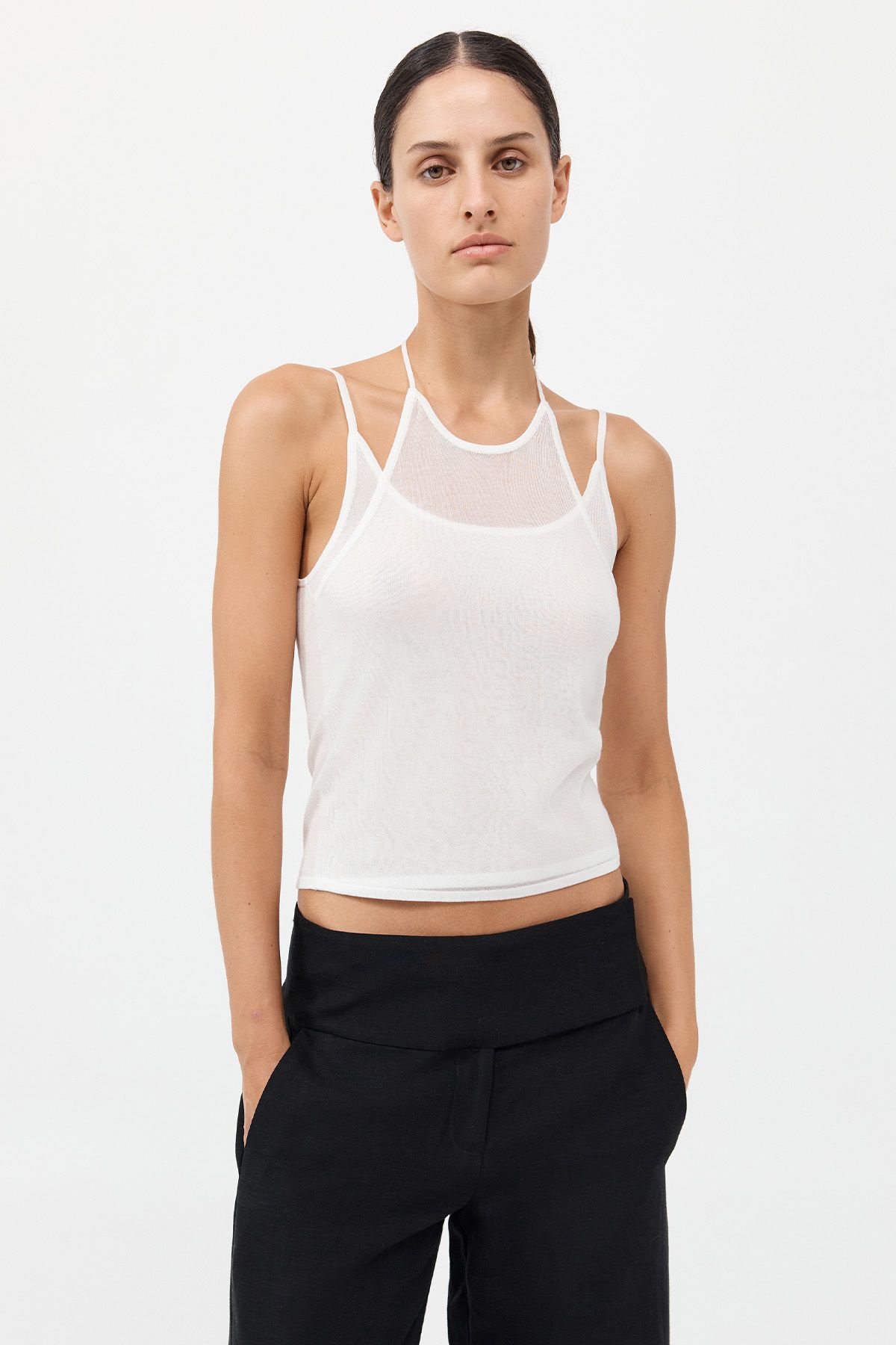 Layered Tencel Halter Tank Top