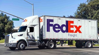 A FedEx semi-truck