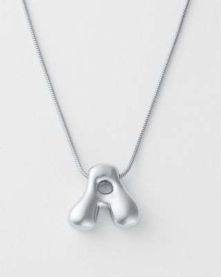 A Polished Bubble Initial Pendant Necklace in Silver