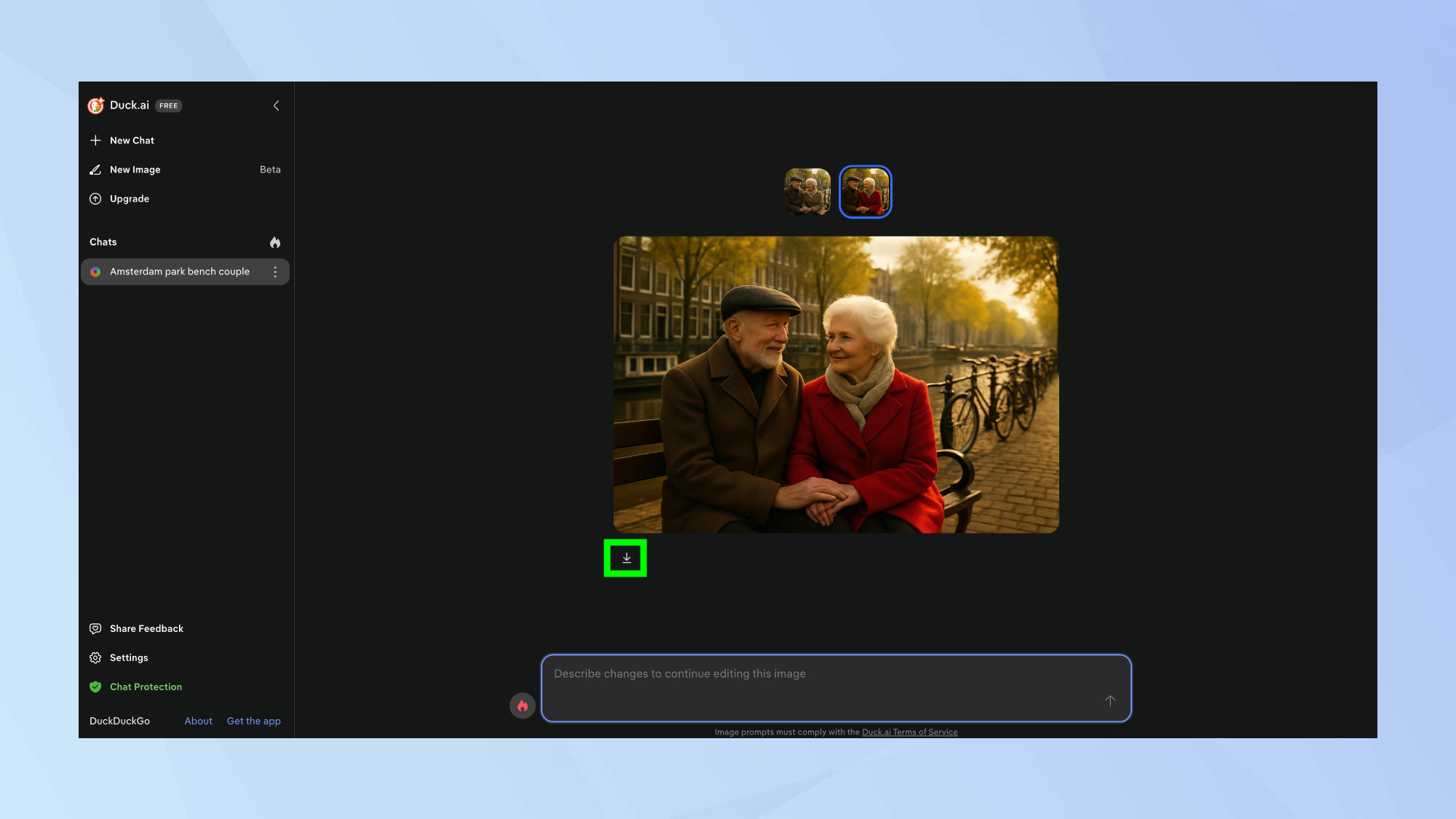 Download generated image in DuckDuckGo