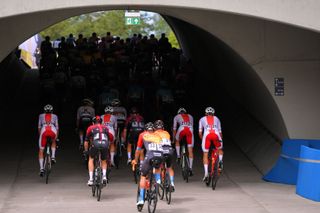 KATOWICE POLAND AUGUST 05 Start Peloton Landscape Silesian Stadium during the 77th Tour of Poland 2020 Stage 1 a 1958km stage from Silesian StadiumChorzw to SpodekKatowice TourdePologne tdp20 on August 05 2020 in Katowice Poland Photo by Luc ClaessenGetty Images