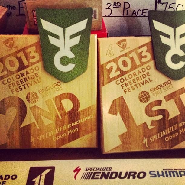 The trophies for the Colorado Freeride Festival which hosted the latest round of the Enduro World Series
