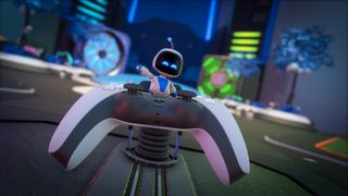 best PS5 games – Astro coming out of a PS5 DualSense controller