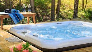 Backyard hot tub privacy ideas: image of hot tub under cover