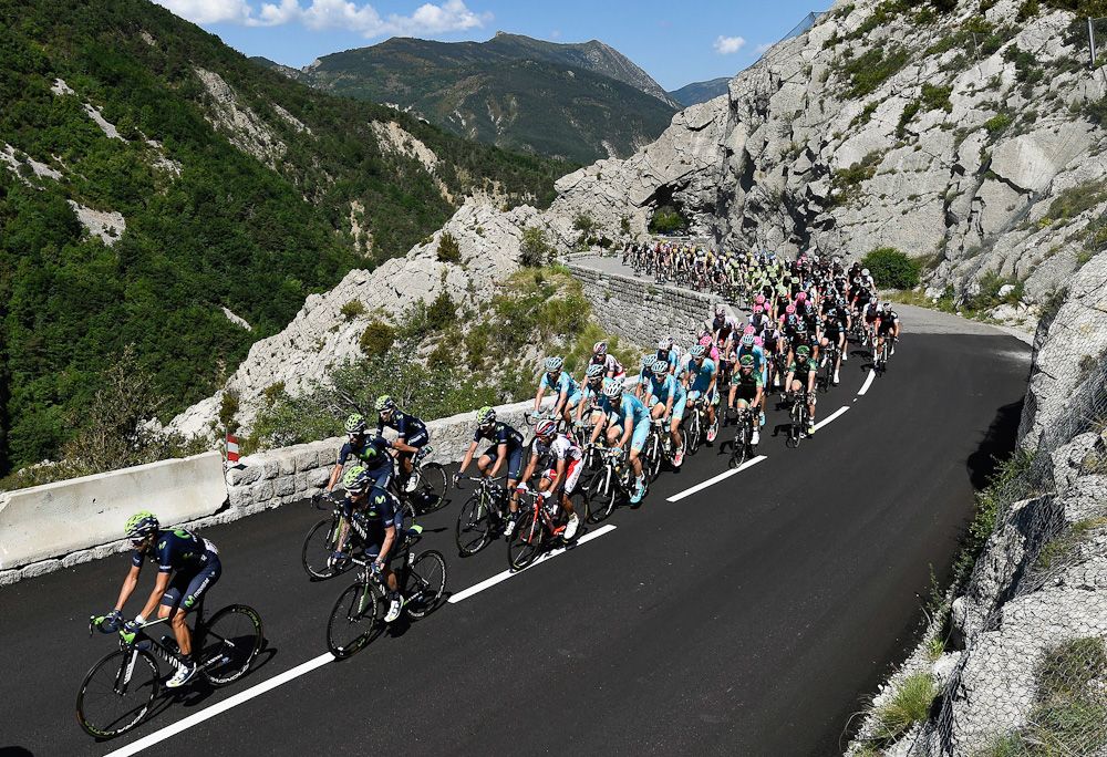 The peloton rolls through the French countryside during stage 5.